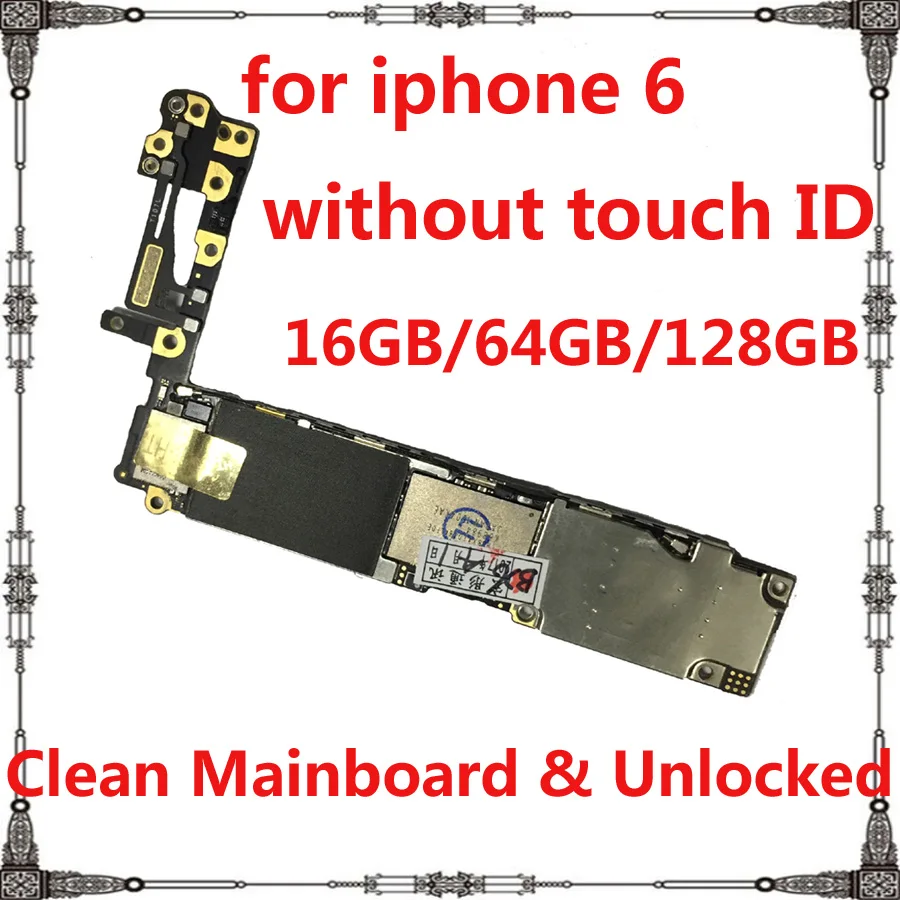 

Full chips for iphone 6 motherboard with clean icloud 16gb 64gb 128gb original unlocked mainboard with / No touch ID Logic board