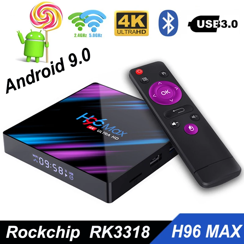 Android 9 0 Smart tv BOX H96 MAX rk3318 4 Гб ОЗУ 32 64 медиаплеер четырехъядерный 2 4G/5G wifi 4K HD YouTube