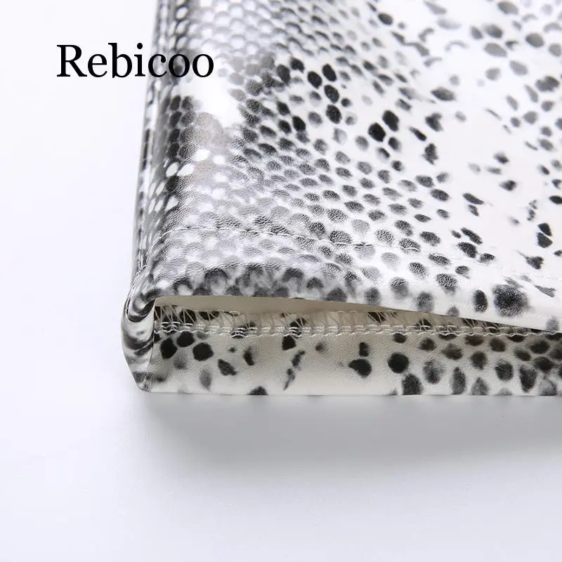 White Snake Print Leather Skirt Streetwear 2019 Mini Skirts Womens High Waist | Женская одежда
