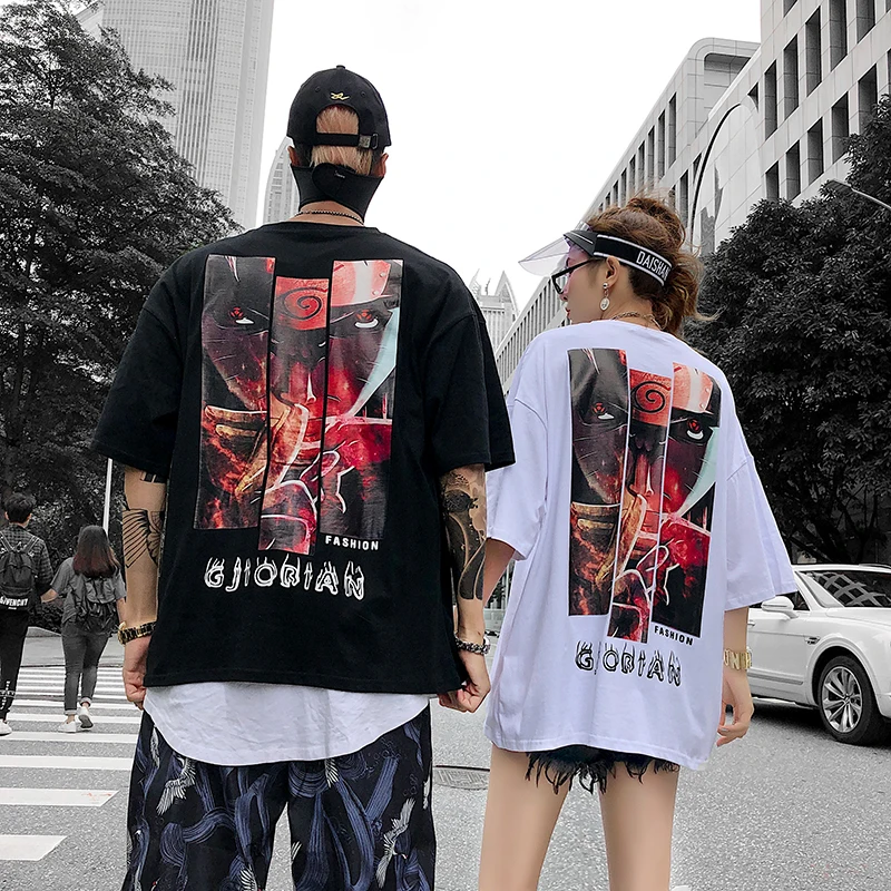 Японские повседневные футболки с короткими рукавами и рисунком Наруто из