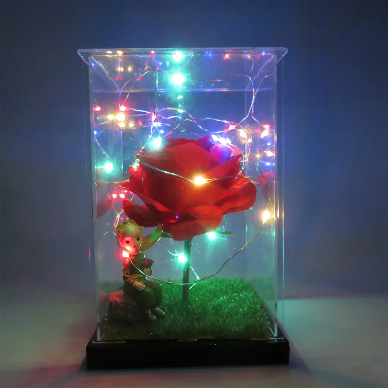 DIY Материал Пакет смолы Маленький принц фигурки с розой светодиодные фонари ремесло украшение дома День Святого Валентина Рождественские подарки
