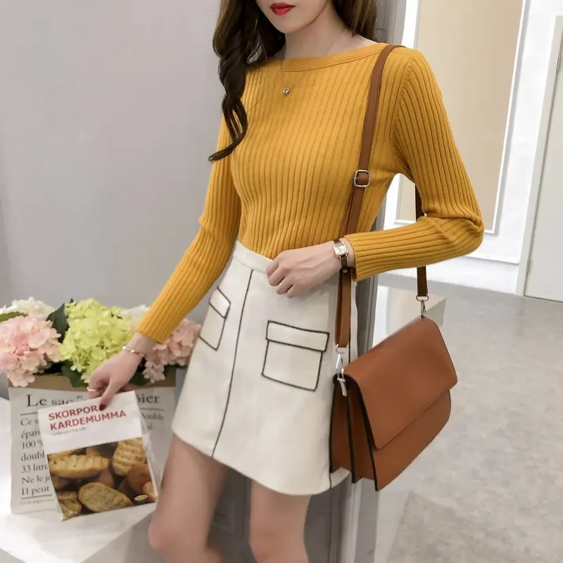 

DANJEANER Women Sweater High Elastic Solid 2019 Fall Winter Fashion Knitwear Women Slim Sexy Hight Bottoming Knitted Pullovers