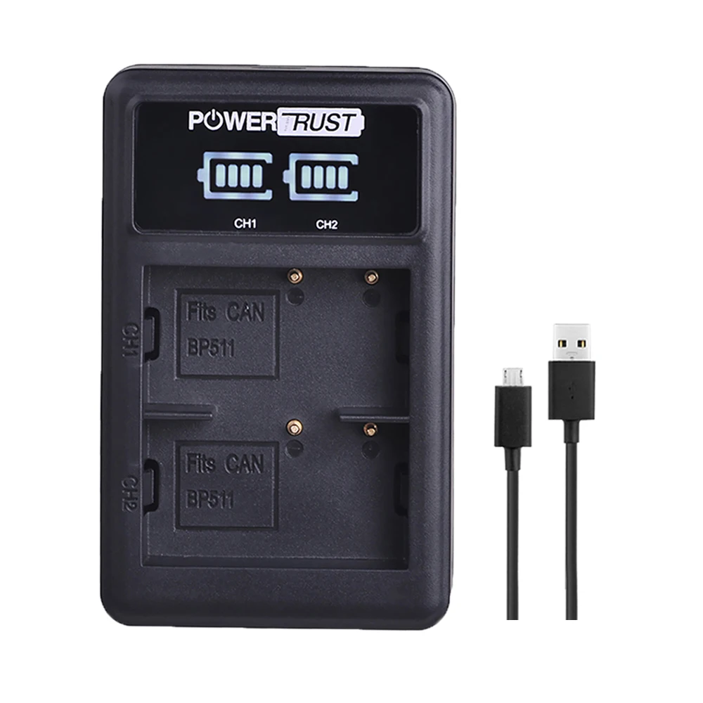 

1X BP-511 BP 511 BP-511A LED Dual USB Charger for Canon BP511 BP511A EOS 5D 50D 40D 20D 30D 10D 1D D60 300D D30 Battery