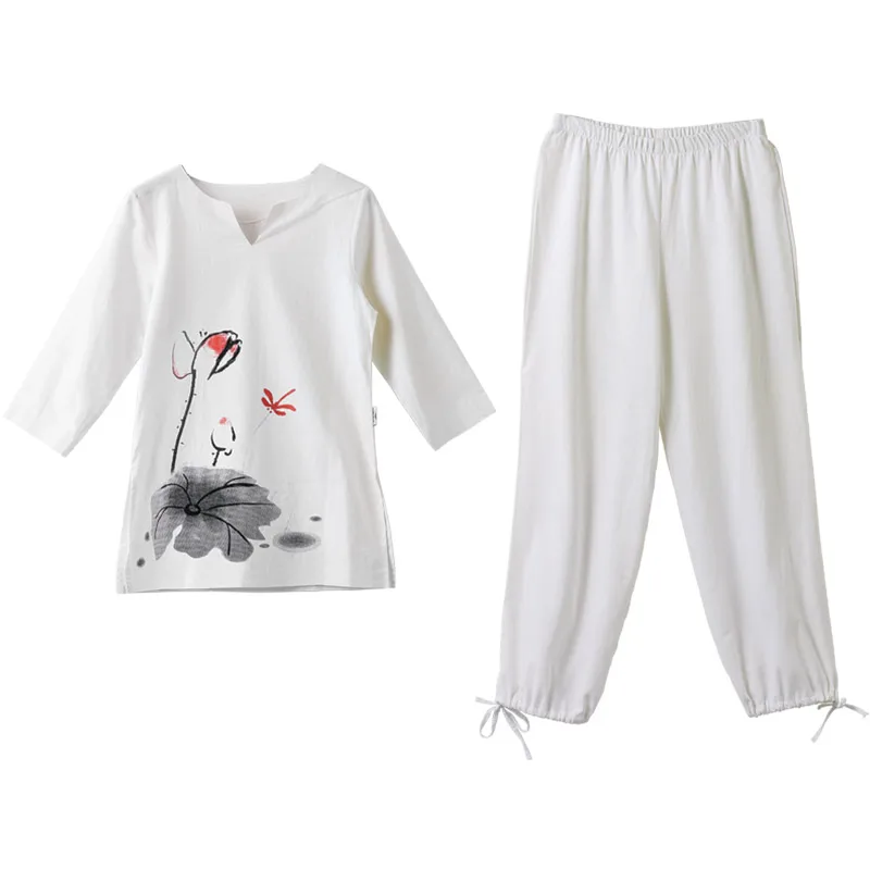 Женский костюм для медитации свободный китайского воина льняная одежда йоги