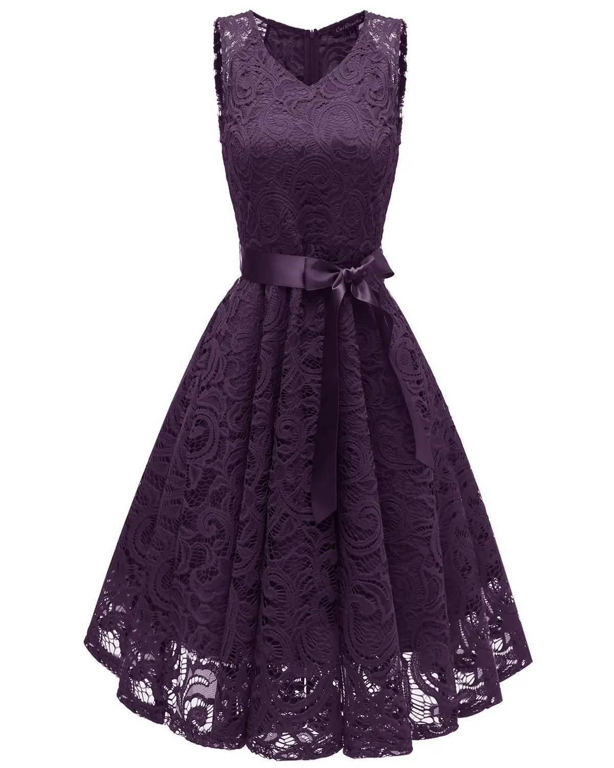Dark Purple Бордовые коктейльные платья, элегантное вечернее платье А-силуэта с v-образным вырезом, кружевное женское платье, короткие сексуальные женские платья для выпускного вечера - Цвет: Dark Purple