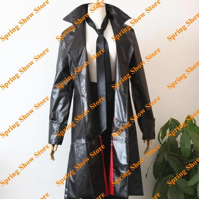 Hitman Reborn Rokudo mukuro черный длинный Искусственная кожа куртка полный комплект