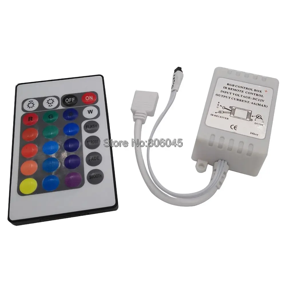 DC12V 6A 2x3A Общий Анод RGB светодиодный контроллер с 24Key ИК Беспроводной пульт
