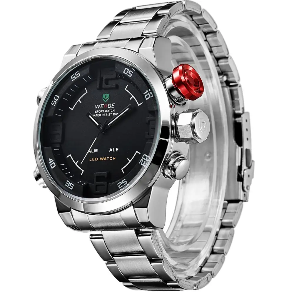 WEIDE Роскошные Часы Наручные Водонепроницаемые До 30 М Для Мужчины Светодиодные