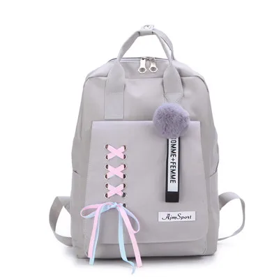 4 шт./компл. лента цепь с буквенным Mochila рюкзак туристические рюкзаки для отдыха школьные рюкзаки для девочек-подростков, школьный рюкзак - Цвет: 1pcs grey