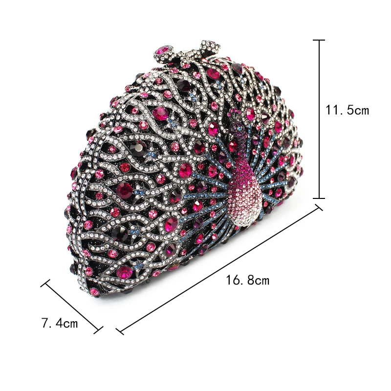 Фиолетовая Женская вечерняя сумка с кристаллами и камнями вырезами для