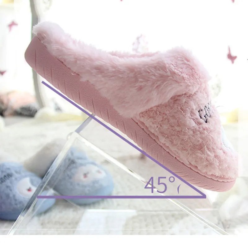 Warm Winter Slippers For Women Ladies Cute Elk Loves Couple Comfortable Shoes Indoor Non-slip Fur Slipper | Обувь