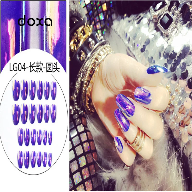 Strange Shell Bright-coloured Artificial Nail Patches for Wearing Nails 24 Mirror-changing Surfaces | Красота и здоровье