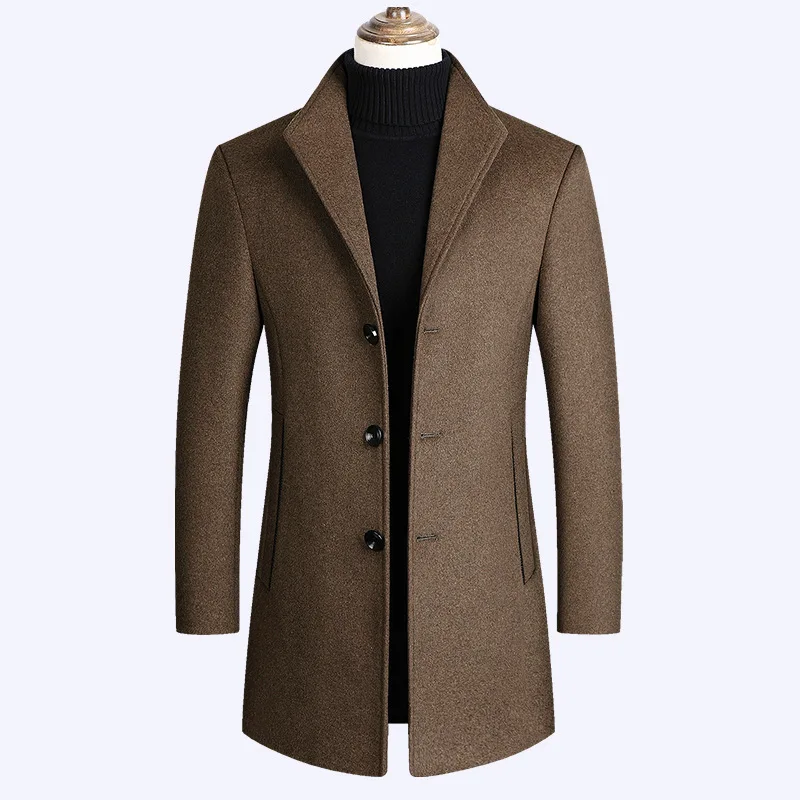 Мужское шерстяное пальто BOLUBAO однотонное из смешанной шерсти на осень и