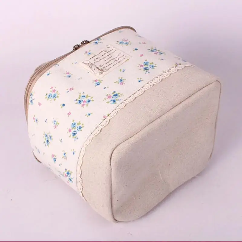 Хлопок белье Цветочный косметичка с узором в горошек для женщин макияж случае