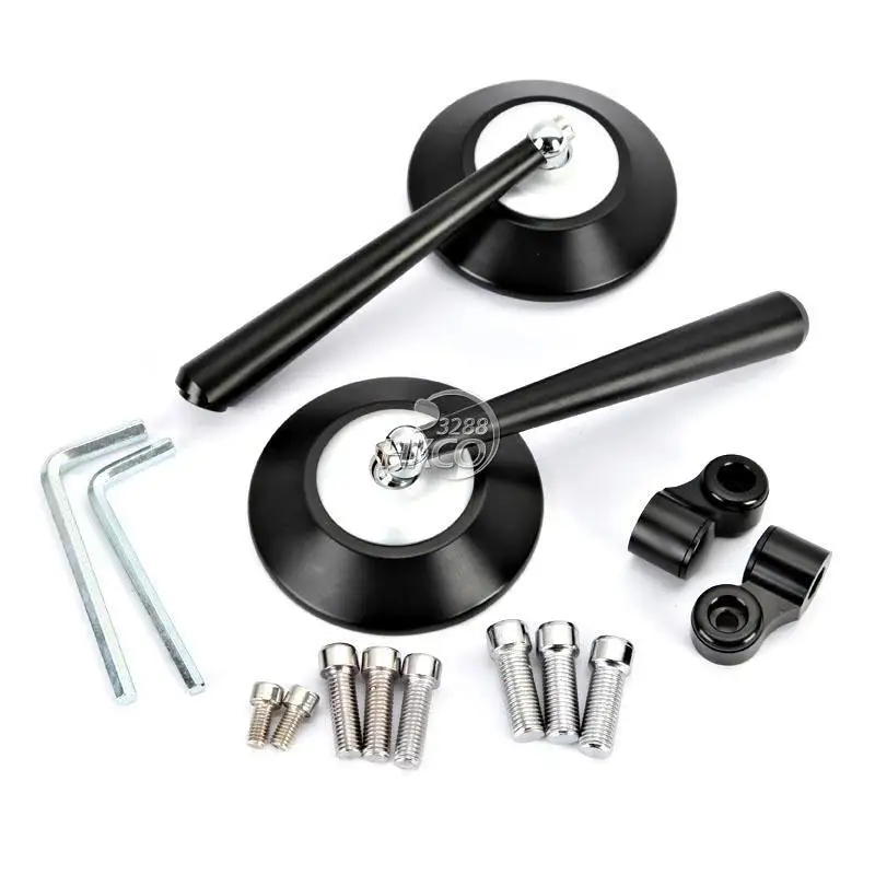 

free shipping CNC Round Black Rearview Mirrors 8mm 10mm For Motorcycle Cruiser Chopper Dirt Street Bike Scooter ...