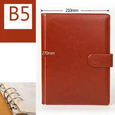 B5 Light Brown Милый A5 B5 спиральный блокнот 6 колец планировщик Органайзер личный дорожный дневник журнал бизнес Пряжка записная книжка канцелярские принадлежности - Цвет: B5 Light Brown