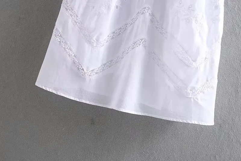 2019 новые женские милые выдалбливают Вышивка Кружева Лоскутная Ткань Белый слинг