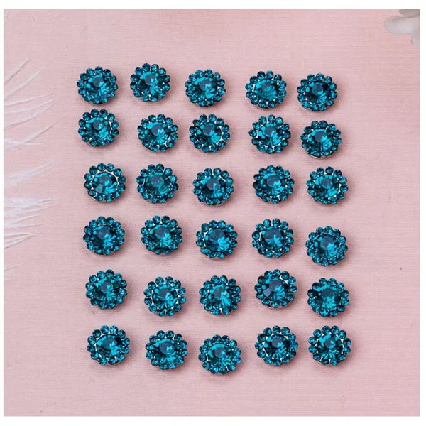 Gold Peacock Blue Круглые полимерные стразы стекло камень коготь Кристалл Пряжка кабошон база для DIY ремесло украшение для альбома - Цвет: Gold Peacock Blue