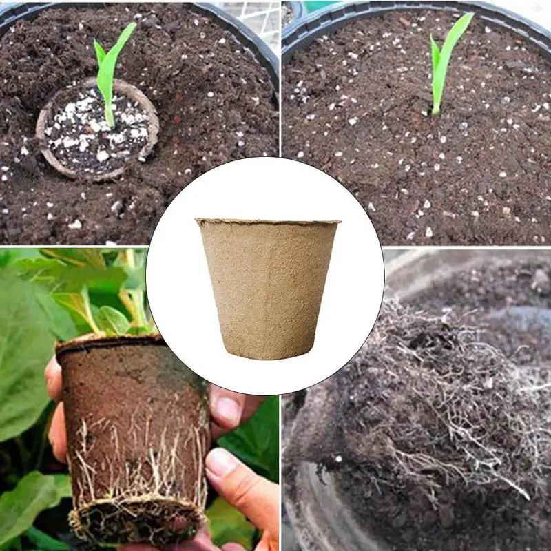 10Pcs Round Biodegradable Paper Pulp Peat Pot 8x8cm Plant Nursery Cup Tray Vegetable Fruit Garden Drop ship | Дом и сад