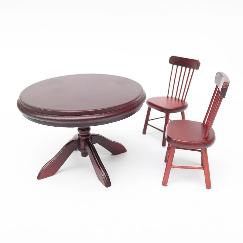 

1/12 Dollhouse Miniature Accessories Mini Wooden Dining Table with Chair Simulation Furniture Model Toys for Doll House Decor