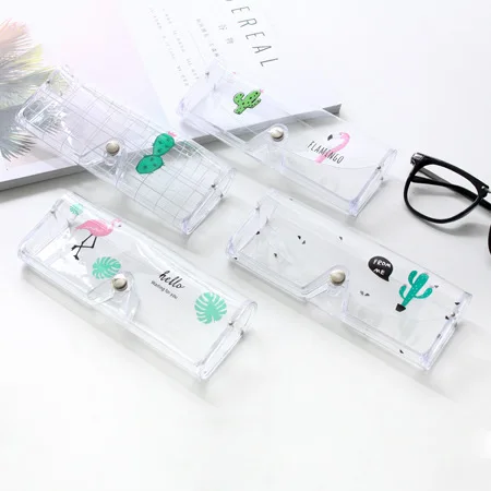1 шт. Kawaii cactus flamingoпрозрачный пластиковый защитный чехол для очков металлическая