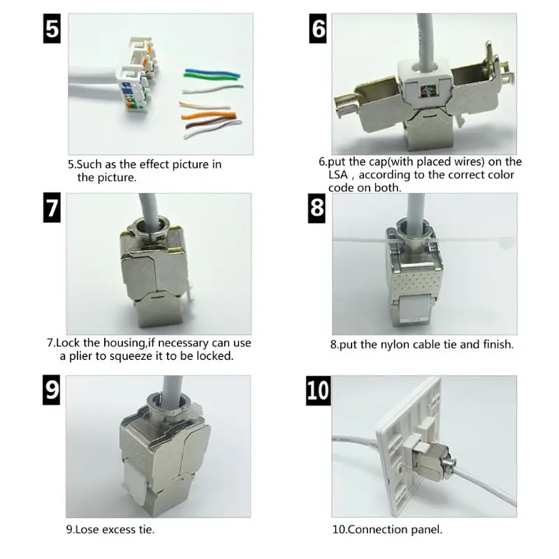 Сетевые инструменты 1 шт. RJ45 Keystone Cat6 Cat6A Экранированный FTP цинковый сплав модуль Jack