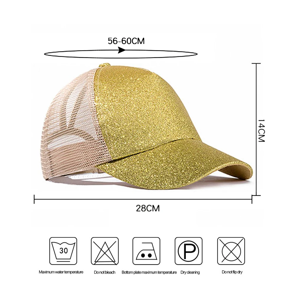 Quaslover блестящая Бейсбол Кепки Для женщин грязный булочка Snapback летние сетчатые Шапки Регулируемый Повседневное Спорт с блестками в стиле хип Кепки ковбойские шляпы