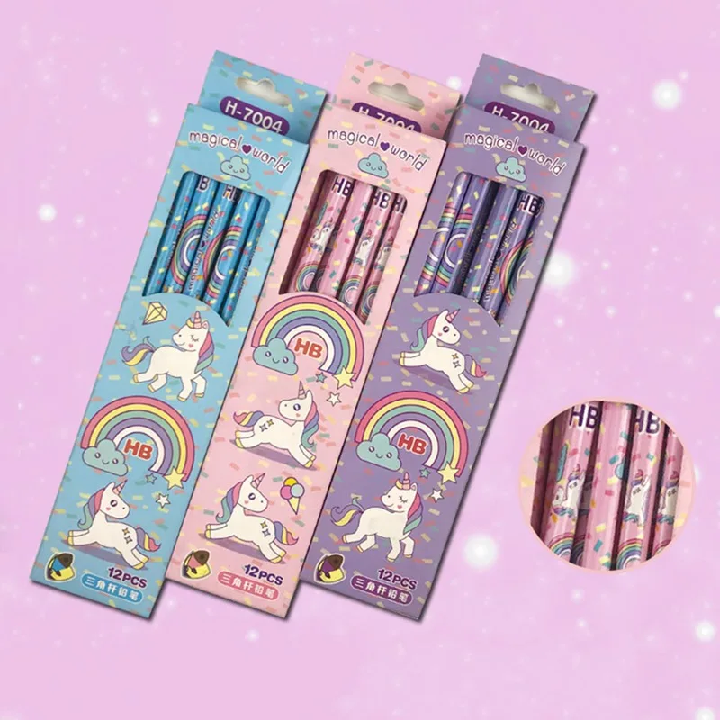 12 шт./1 партия Kawaii Радуга Единорог карандаши школьные офисные поставки студенческие Канцелярские Товары для детей Подарки автоматический карандаш