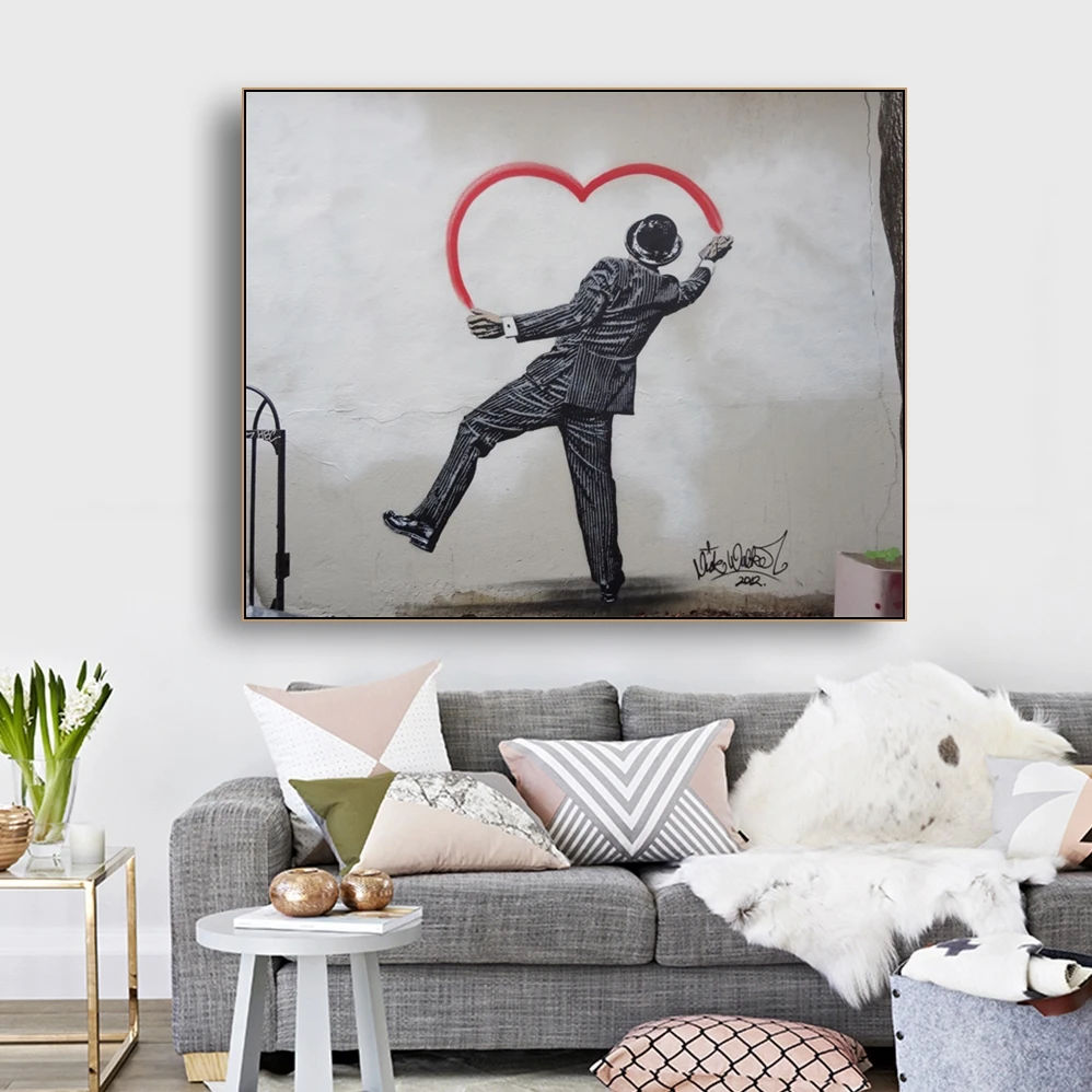 Картина сердце banksy на стену арт Декор холст живопись каллиграфия печати плакатов