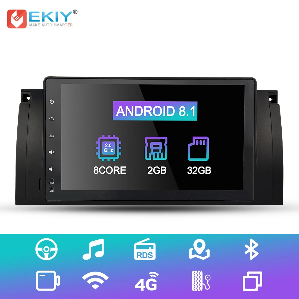 EKIY 9 ''IPS 8 ядер Android 1 Din автомобильный Радио мультимедийный плеер для BMW X5 M5 E53 E39 5