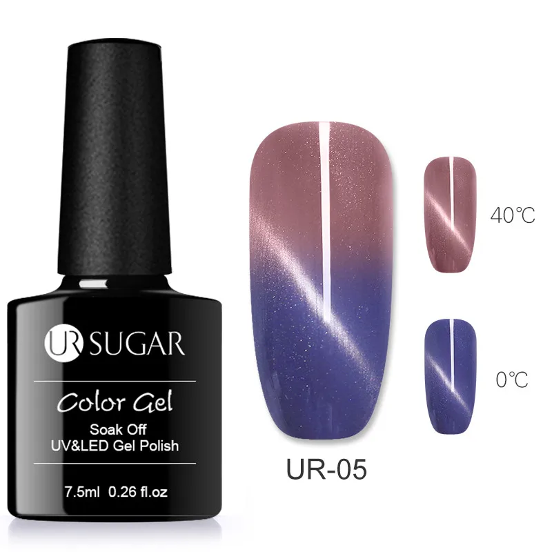 UR05 Ur Sugar 7,5 мл меняющий Цвет Гель-лак для ногтей с эффектом «кошачий глаз» Магнитный термальный Гель-лак для ногтей УФ-гель температура замачиваемый лак для ногтей - Цвет: UR05