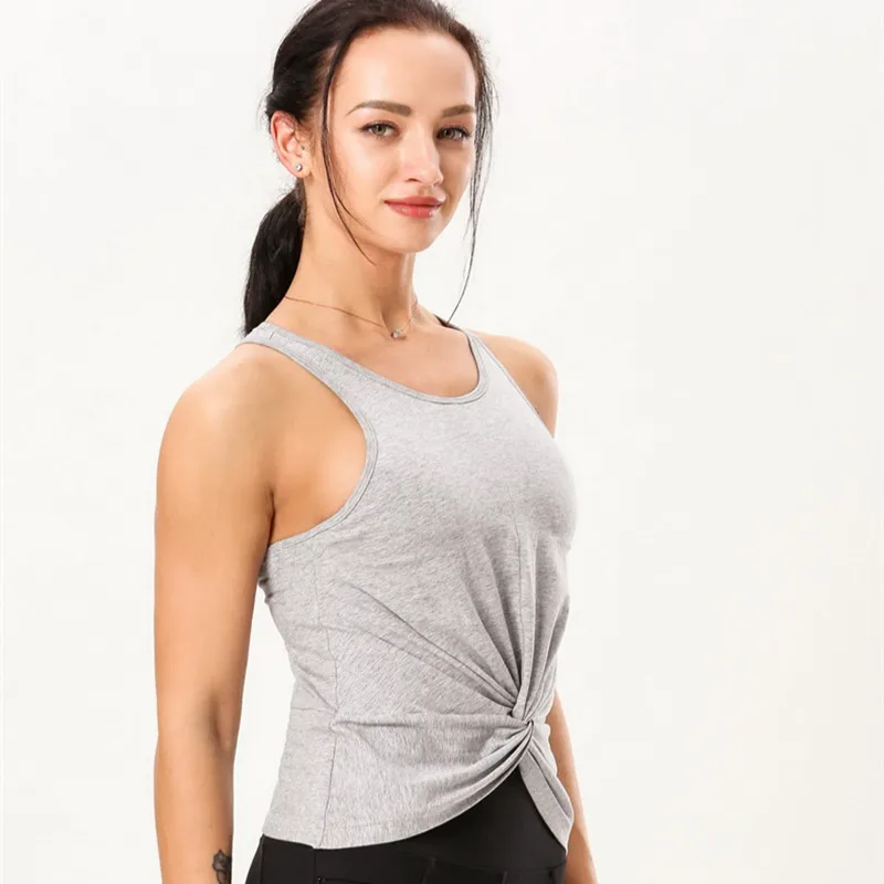 Imlario Front Twist Workout Tank Top Women Racerback Yoga Shirt Lightweight Softness Fitness Sleeveless Crescent Tee with Padded | Спорт и