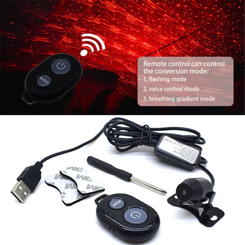 USB LED Автомобильный атмосферный окружающий звездный свет DJ RGB цветная музыкальная