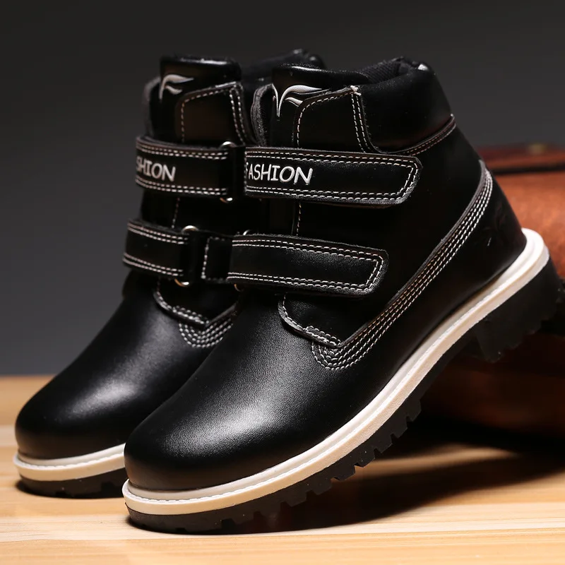 Детские ботинки кожаные ботильоны для девочек водонепроницаемая зимняя теплая