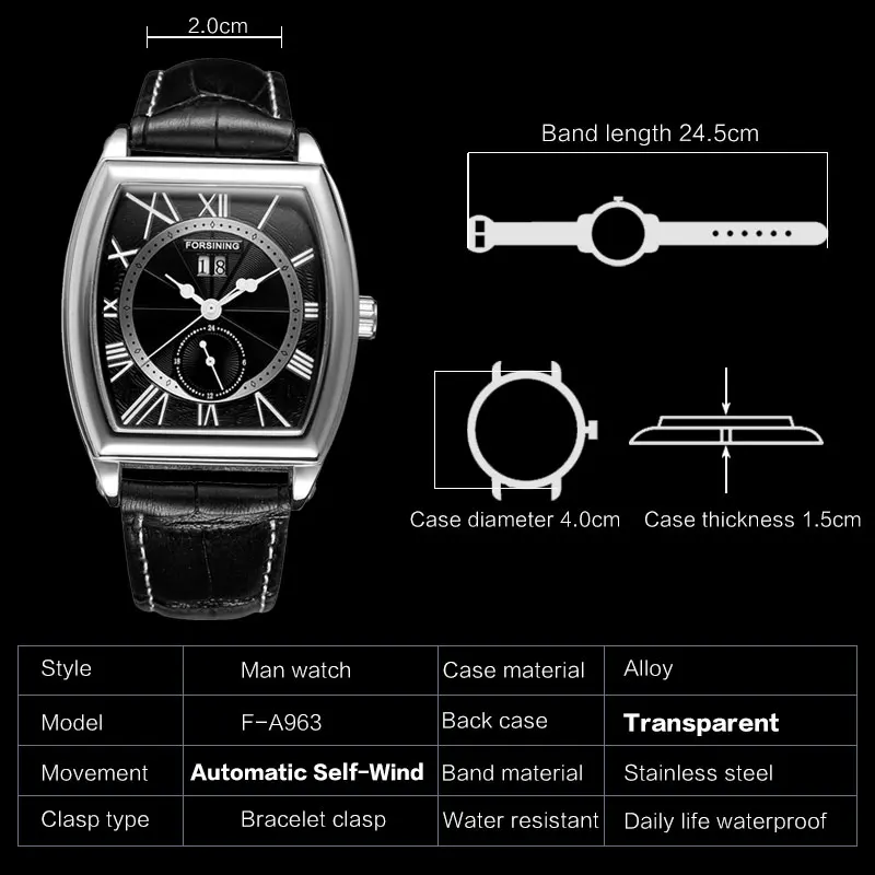 FORSINING классические мужские часы Роскошные Лидирующий бренд Кожа Авто