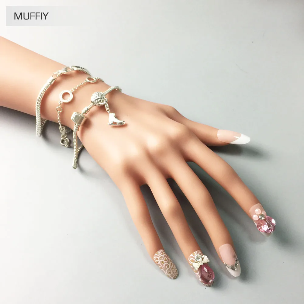 Держатель из серебряных бусин с белым цирконием европейский стиль карма