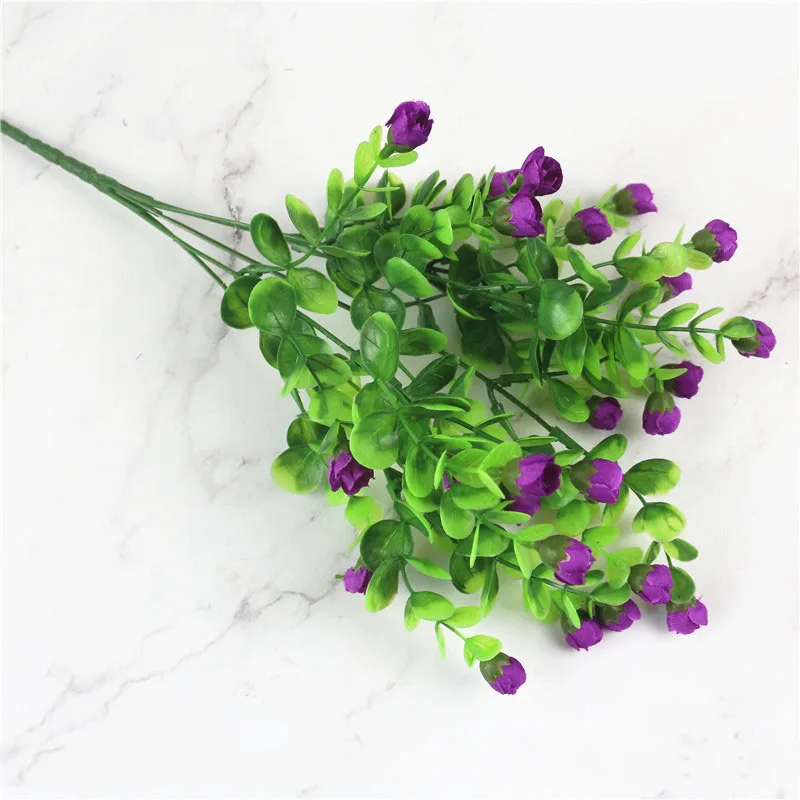 Dark Purple Мини Искусственный цветок розы 25 головок шелковые цветы с яркие искусственные листья Флорес Искусственные цветы украшения дома Вечерние - Цвет: Dark Purple