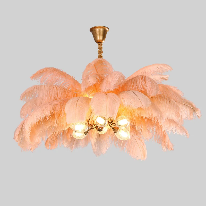 Postmodern Ceiling Pendant Lights Ostrich Feather Living Room Dining Bedroom Hanging Lighting | Освещение