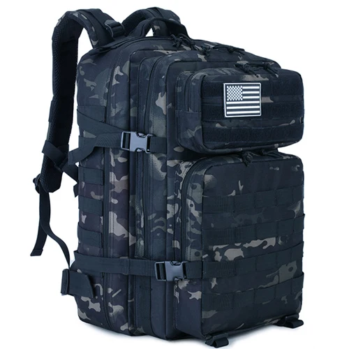 Black Camo 45L военно-тактические рюкзак с камуфляжным принтом Открытый Армия Нападение Молл рюкзак Водонепроницаемый нейлон EDC мешок для кемпинга Пеший туризм походы - Цвет: Black Camo
