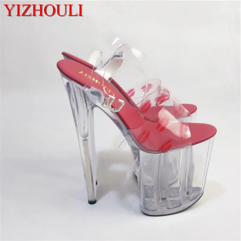 Brand new crystal shoes, 20cm high heels, and sexy Parisian dancing shoes, lip decoration club shoes