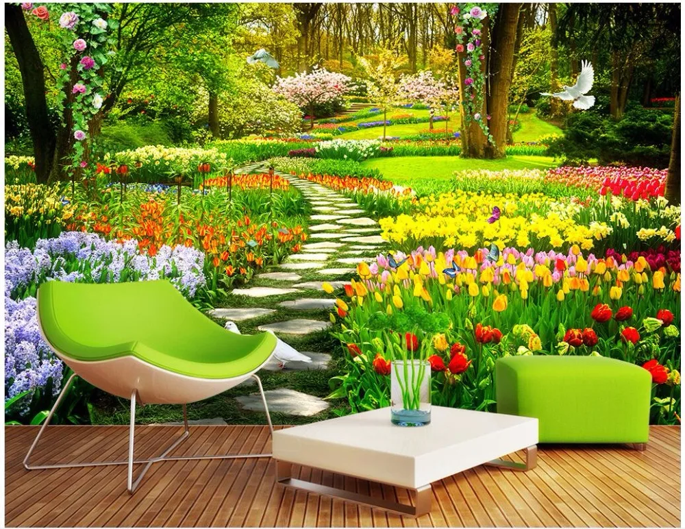 WDBH заказ росписи 3d фото обои сад парк путь Пейзаж Картина Настенные с