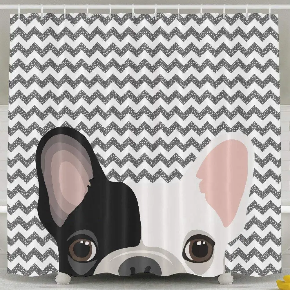 Милый Французский бульдог печати для ванной 3D занавески душа ткань ванная