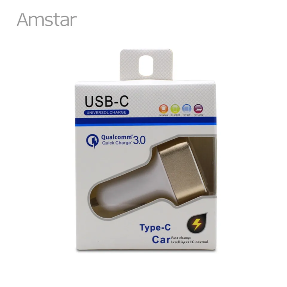Amstar USB C автомобильное зарядное устройство с функцией быстрой зарядки 3 0 кабель