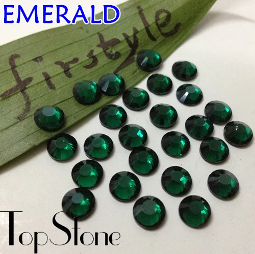 EMERALD TopStone SS3-SS30 стеклянные стразы с плоской задней поверхностью, стразы для украшения ногтей - Цвет: EMERALD