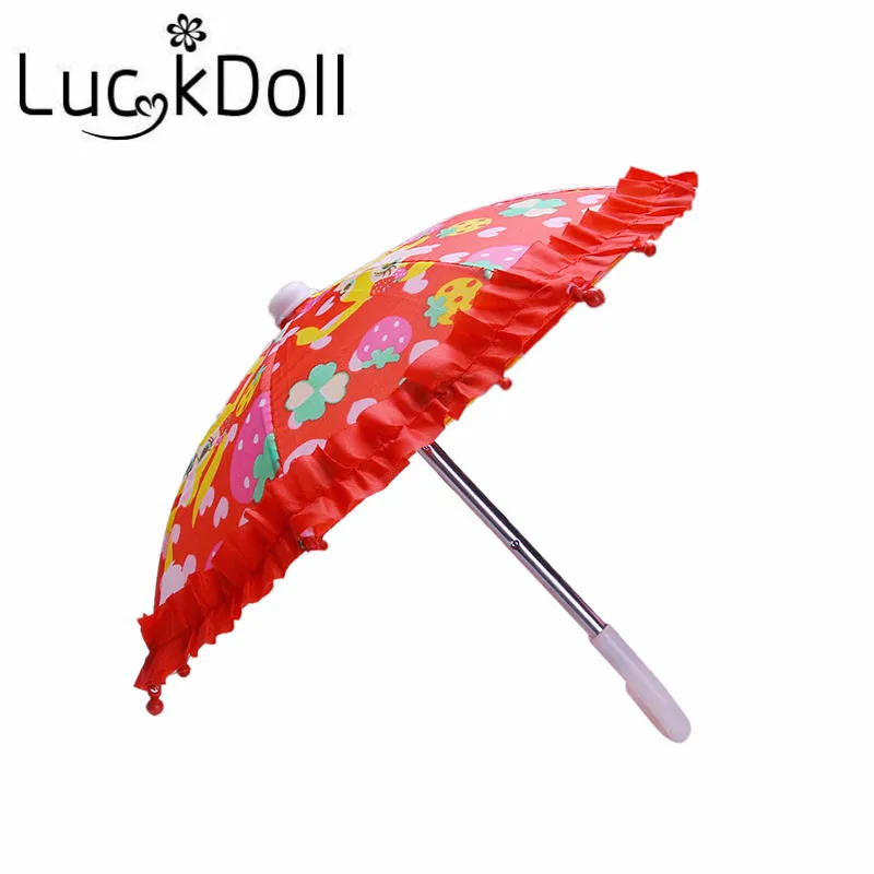 LUCKDOLL напечатанный Раффлед зонтик для 18 дюймов американская кукла аксессуары