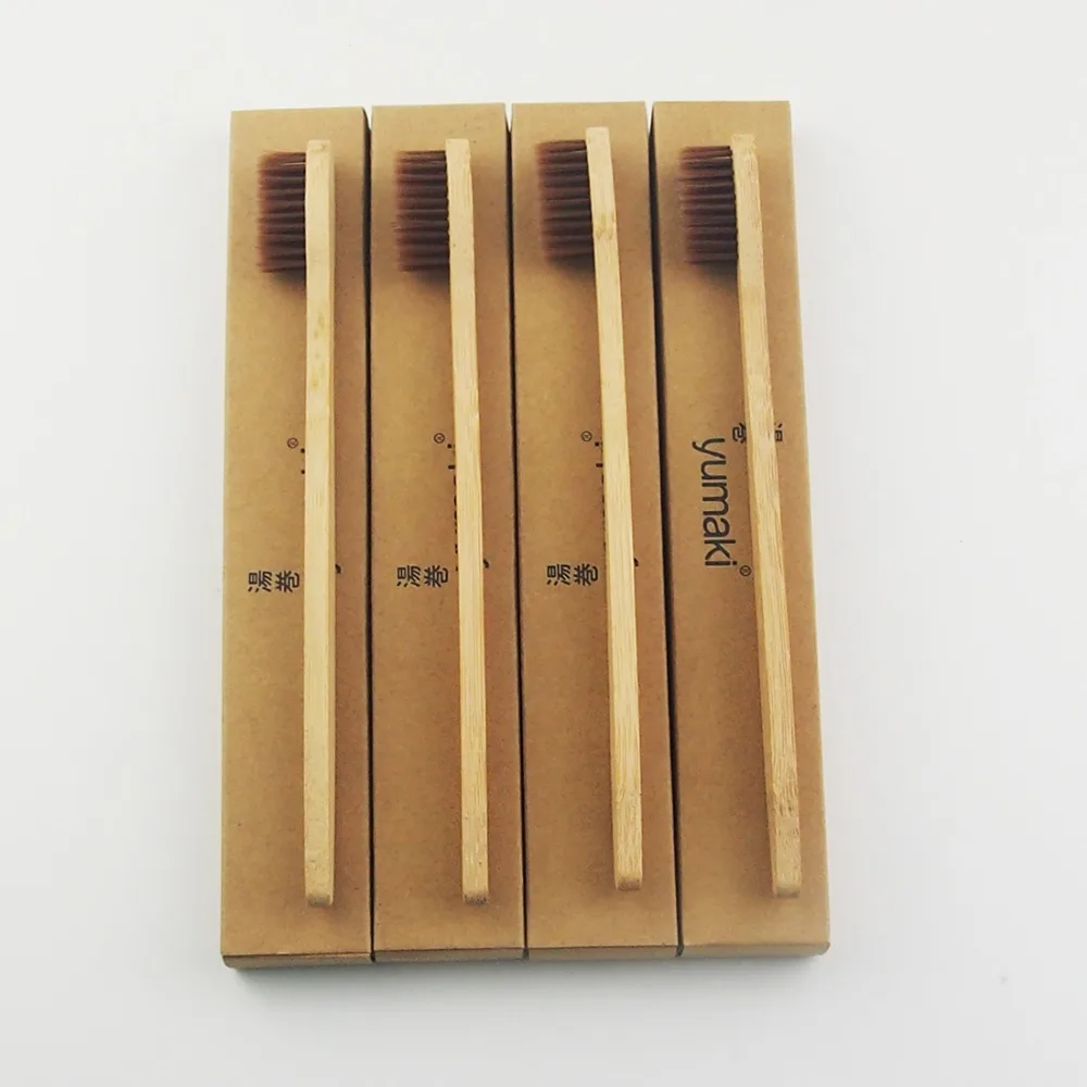 5 упаковок коричневая бамбуковая зубная щетка деревянная новинка Бамбуковая