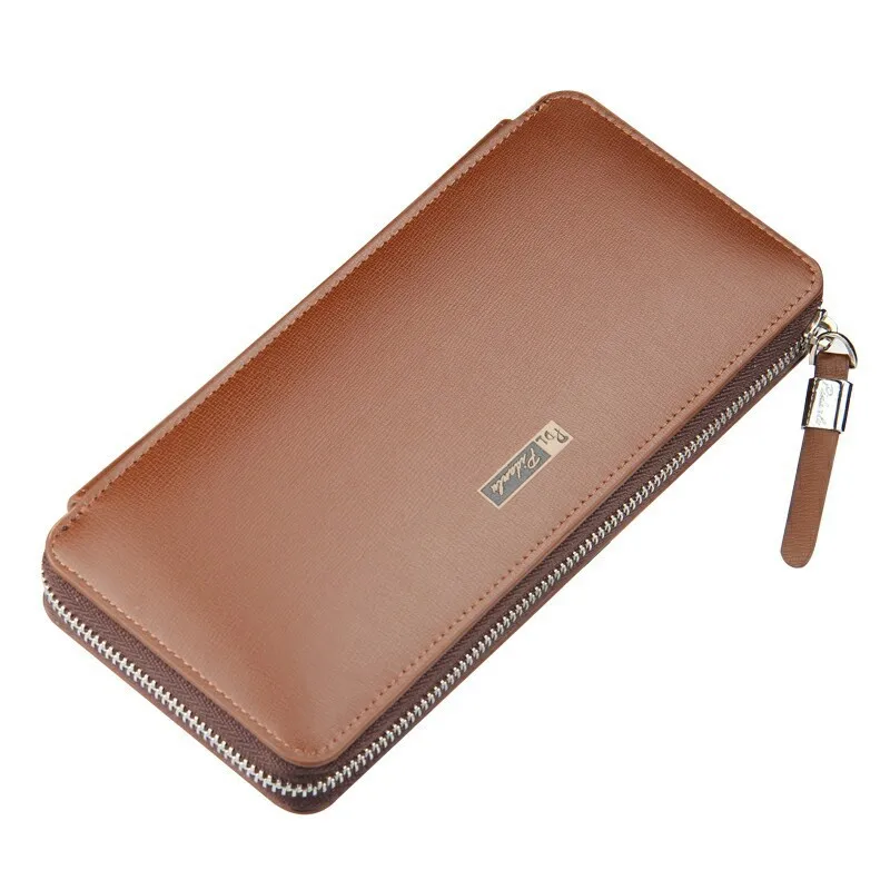 

New High Capacity Men's Long Clutch Wallets Black Brown Large Zipper Soft Quality PU Leather ID Credit Card Holder Purse Wallet