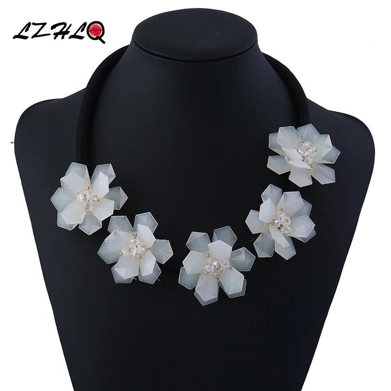 LZHLQ романтическое ожерелье из полимерных цветов Массивное колье женская
