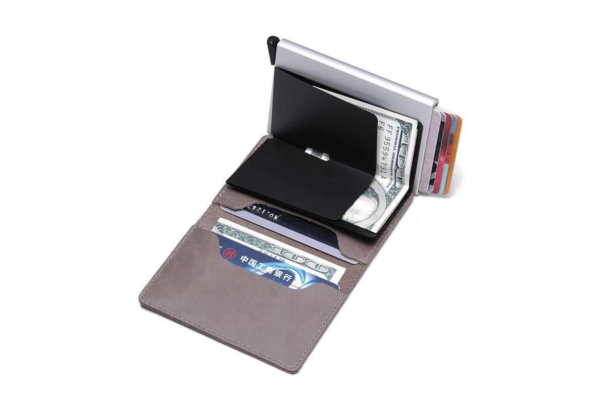 Bycobecy модный бизнес-держатель для карт унисекс кожаный мужской RFID алюминиевый тестовый кошелек органайзер для карт чехол для банковских карт