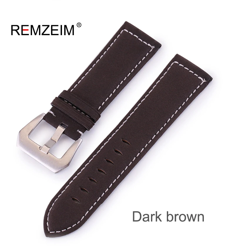 REMZEIM 18 мм 20 мм 22 мм 24 мм Матовый кожаный ремешок для часов для мужчин и женщин из нержавеющей стали ремешок с пряжкой relogio pulseira браслет montre